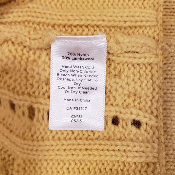 Talbots Lambswool Cable Knit Yellow Cardigan Leather Buckle Sweater MP - Picture 8 of 10